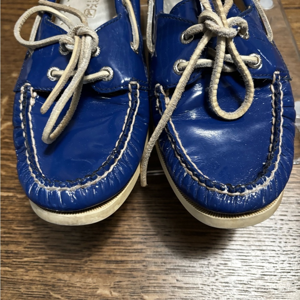 Sperry Top-Sider Blue Patent Leather Boat Shoes Women’s 7M Non-Marking - Picture 7 of 8